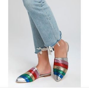 NEW!  Wild One Rainbow Pointed Toe Mules